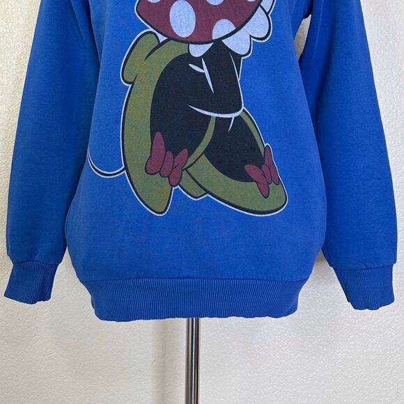 Minnie Mouse Ear Hoodie Blue Pullover Sweatshirt - Picture 4 of 13